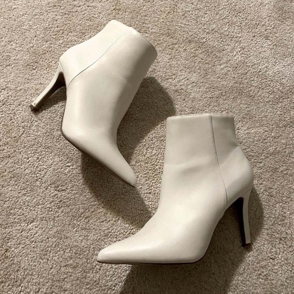 White Faux Leather Booties